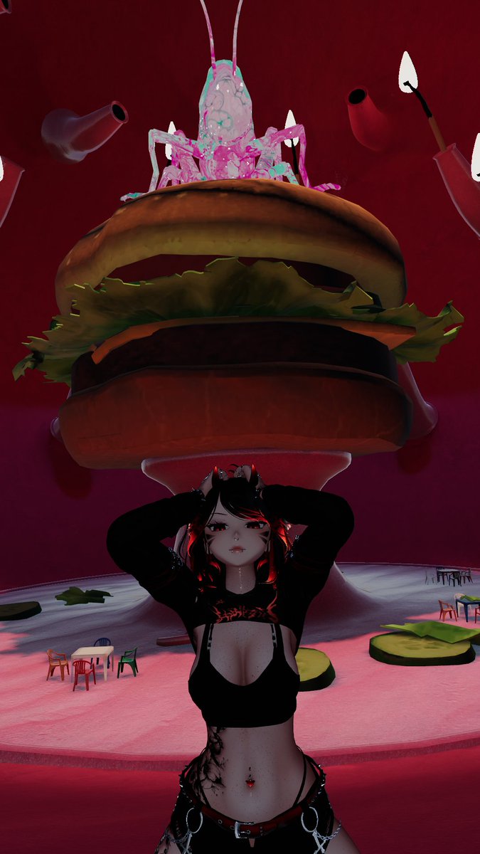 VirellinVR's tweet photo. I guess they are the burger king now.... 

#VRChat #VRC #VRChatPhotography #VRChatAvatar #VRChatPhotos #VR #Anime #animegirl #vtuber #fyp #foryoupage #hot #hamburger #burger #mcdonalds #ceo #BigArch https://t.co/XYE8OfI6AH