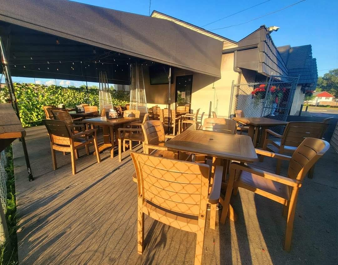 This is a photo from last year, however we are pleased to announce our awning is up and we are preparing to open the patio for the season. We just need mother nature to cooperate with us. 🌞🙏