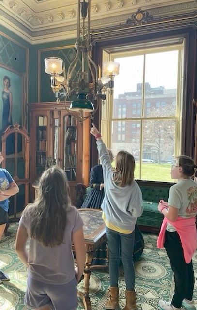 MoMansion's tweet photo. One of our amazing docents explaining how this beautiful chandelier was converted to electric through the years.  Do you know what it was once called??? https://t.co/vPc8nswqIU