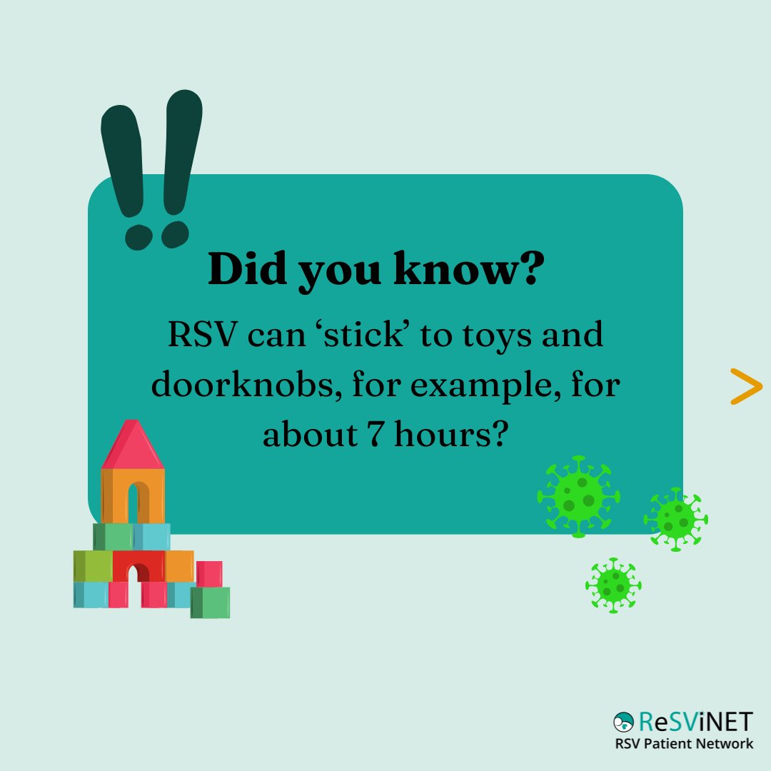 rsvpatients's tweet image. Did you know that RSV can stay on surfaces like toys and doorknobs for up to 7 hours? 🧸🚪

#RSV #RSVpatientnetwork #transmission #hygiene #RSVawareness