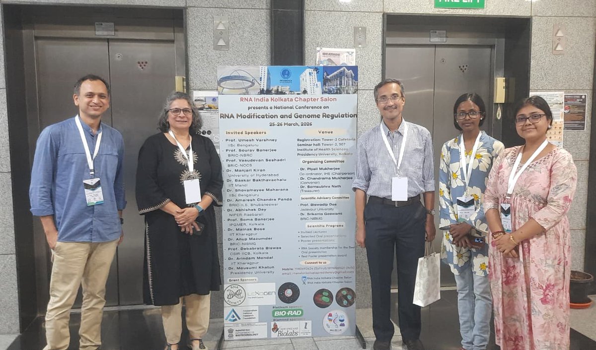 MolGastroLab's tweet photo. Was part of a very enriching Two-day meeting on 'RNA Modification and Genome Regulation' organised as the main component of 'RNA India Kolkata Chapter Salon' supported by The RNA Society. Thank you, @ChandramaMM 

@FollowDbtNibmg @DBTIndia @RNASociety @DrSagarSengupta https://t.co/PznvWp4C2y