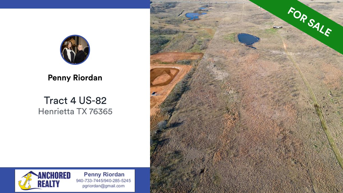PennyPriordan's tweet photo. 📍 Tract 4 US-82, Henrietta, TX, 76365

My latest listing on RateMyAgent.
TEXAS 0500727
https://t.co/EBFhaEdlHS

...
#ratemyagent #realestate #Anchored_Realty#PennyRiordanTeam https://t.co/OOBvzx1SWf