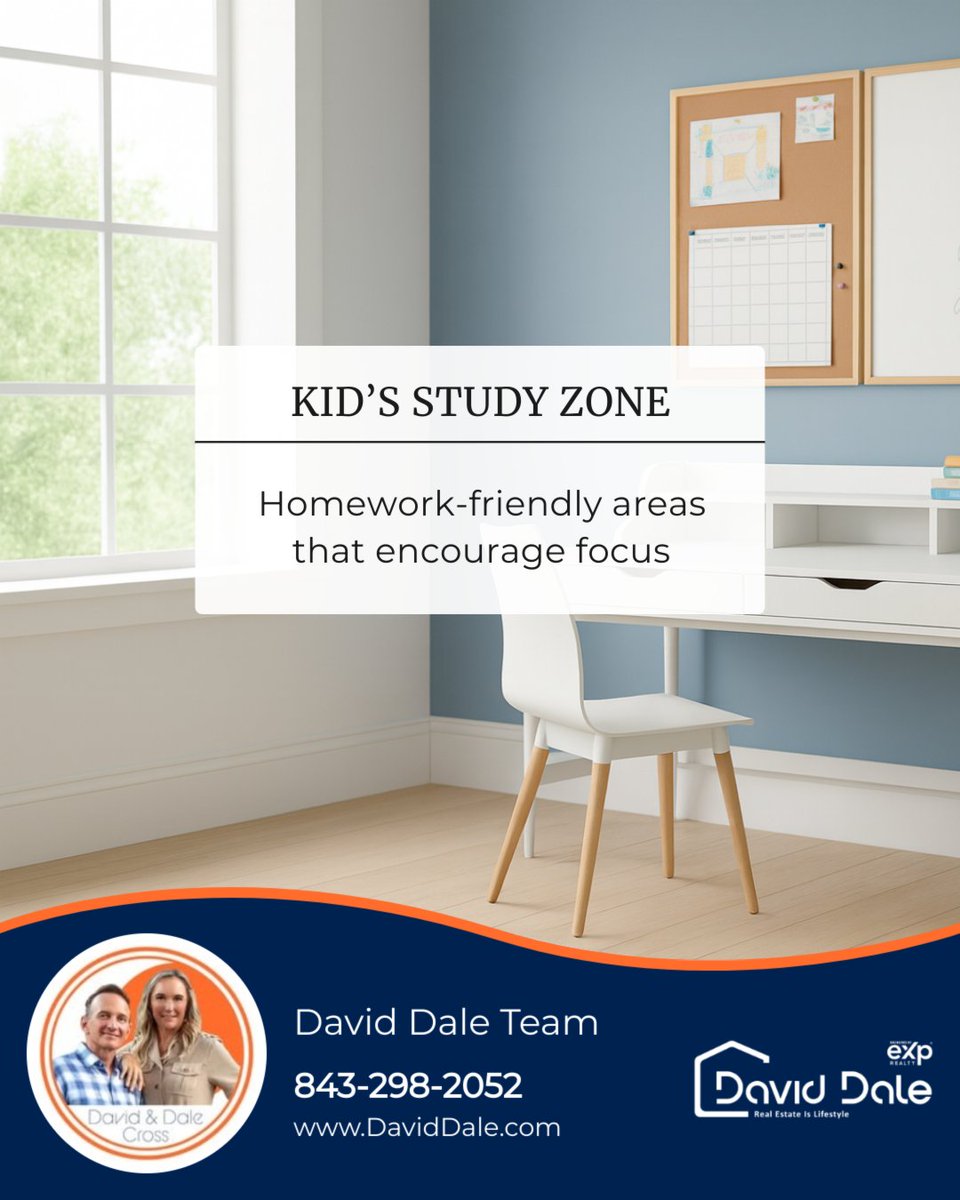 DavidDaleTeam's tweet photo. Creating a homework-friendly area doesn’t have to be complicated! 

Here’s how to set it up at home:
💡 Good lighting
🗂️ Organized supplies
🪑 Comfortable seating
🧹 Minimal distractions
🖼️ Personal touches

#studyzone #homeworktips #familyliving https://t.co/8d2HcbmENH