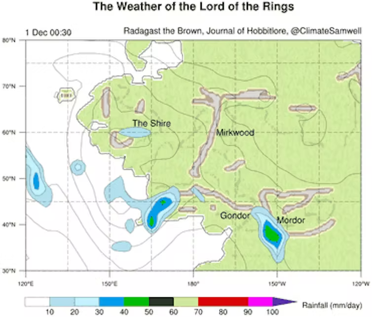 TheGlobalWarmer's tweet image. I do have to wonder about Mirkwood. Looks like it would be a rain shadow? 🤷#TolkienReadingDay