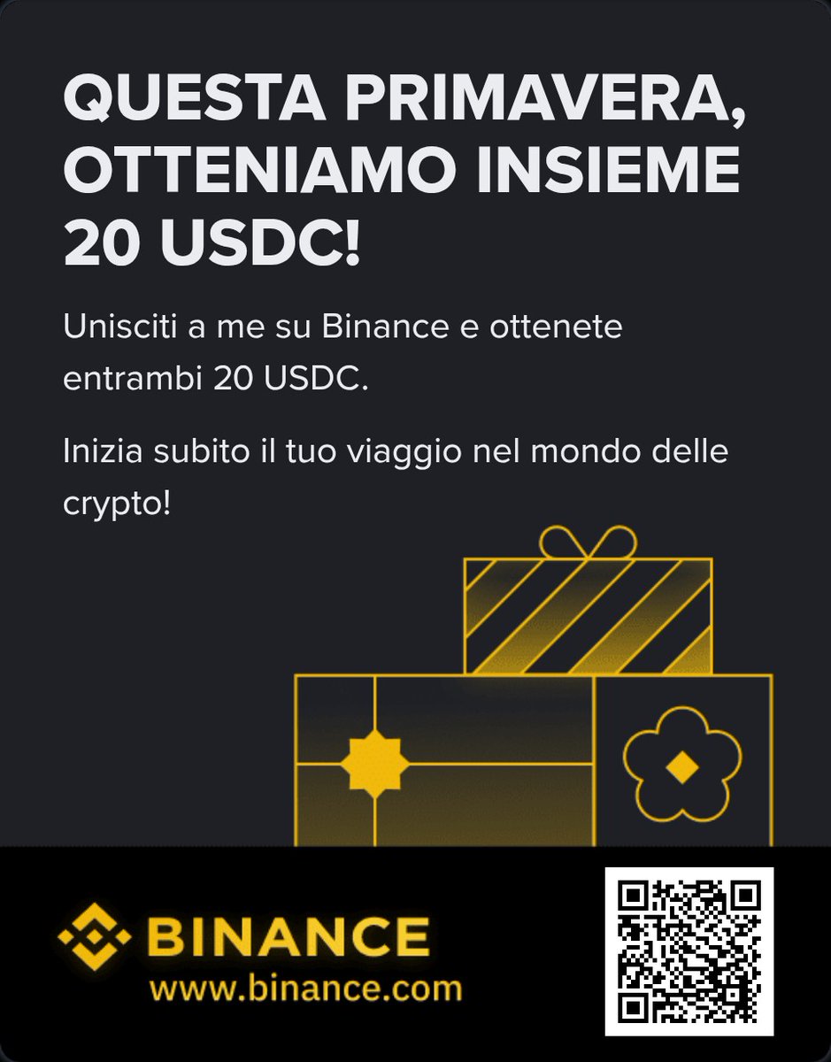 medodeals's tweet photo. La primavera è più bella insieme: invita un amico e ricevi 20 USDC ciascuno

#Binance #CryptoTrading #Crypto #BinanceEarnTogether 
 
https://t.co/RZzgcO7bXw https://t.co/0xu5UVjfin