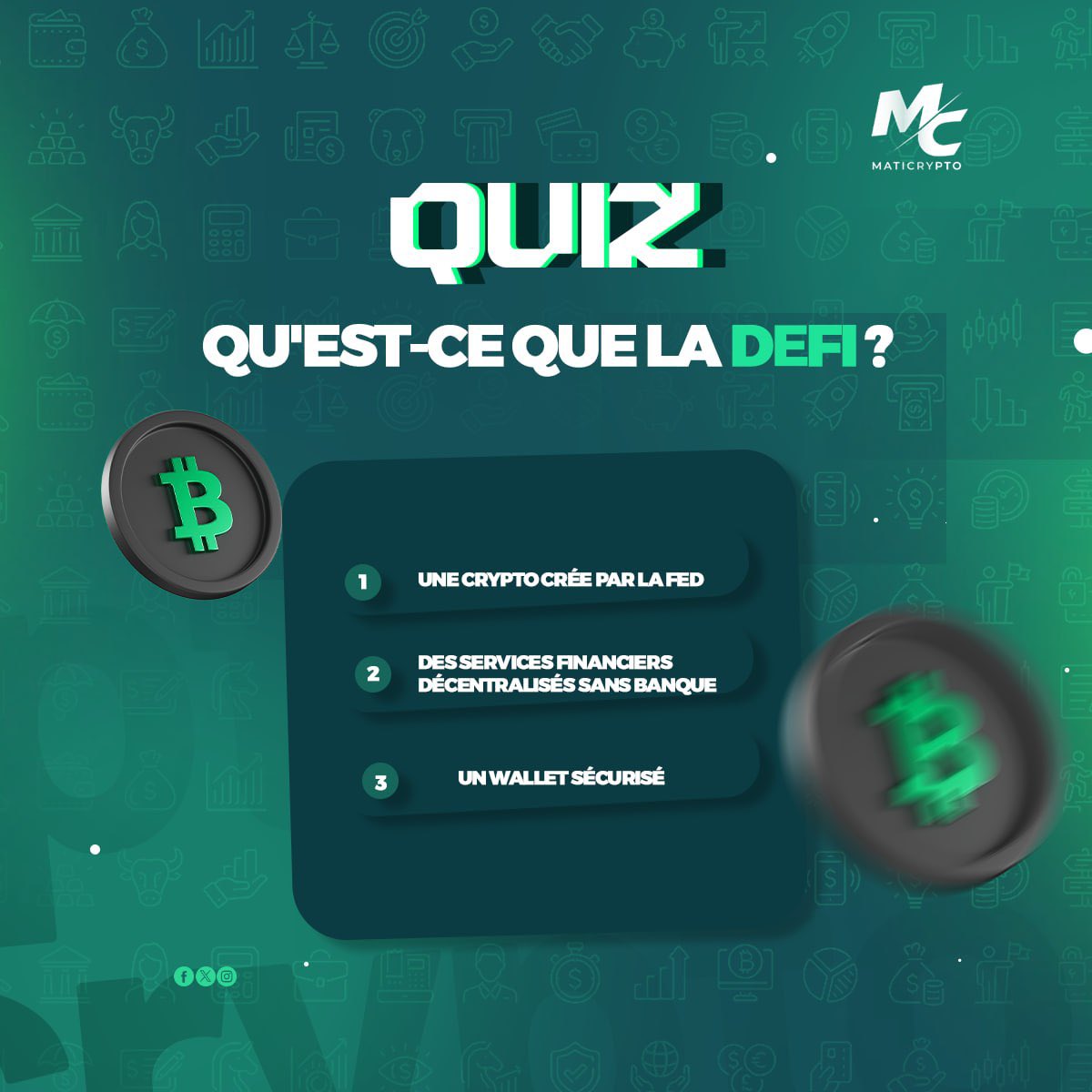maticryptocom's tweet photo. Tu penses maîtriser la finance décentralisée ? 👀

👇 Réponds en commentaire (sans tricher 😏)

Avec Maticrypto, accède facilement au monde de la crypto via Mobile Money 🚀

🌐 https://t.co/dfZtWktDnY

#DeFi #CryptoQuiz #CryptoAfrique #CryptoBenin #Bitcoin #FinanceDecentralisee #CryptoEducation #