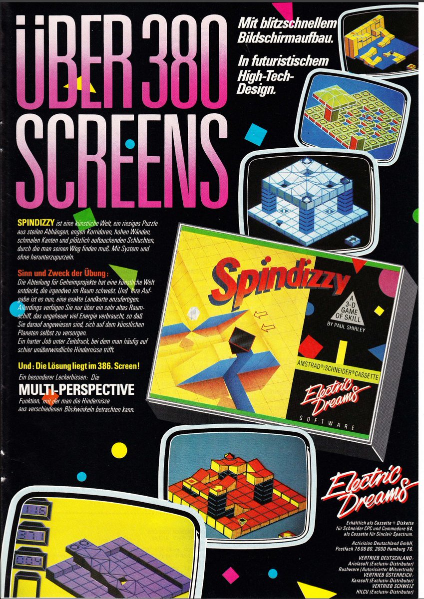 Retrojournal_de's tweet photo. „Über 380 Screens“ 🤯Spindizzy – isometrische Rätsel, schräge Perspektiven
und plötzlich denkt man in 3D… auf dem CPC 😄👉 Multi-Perspective als Feature verkauft
👉 heute würde man sagen: Kamerawinkel wechselnDamals: Mindblowing.#CPC #RetroComputing #Spindizzy https://t.co/jZsJ88rtsN