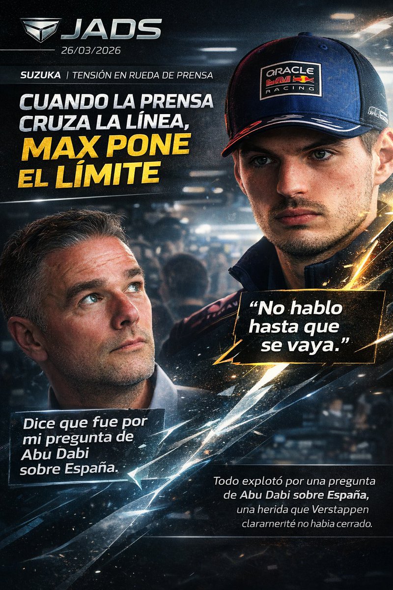 26/03/2026 🚨 MAX PONE LÍMITES EN SUZUKA

No compramos el relato de víctima de #GilesRichards , Eso es lo que vende hoy su artículo. 

No todos los periodistas actúan igual, pero sí hay una parte de la prensa y de ciertos comentaristas de TV que desde hace tiempo cruzan la línea