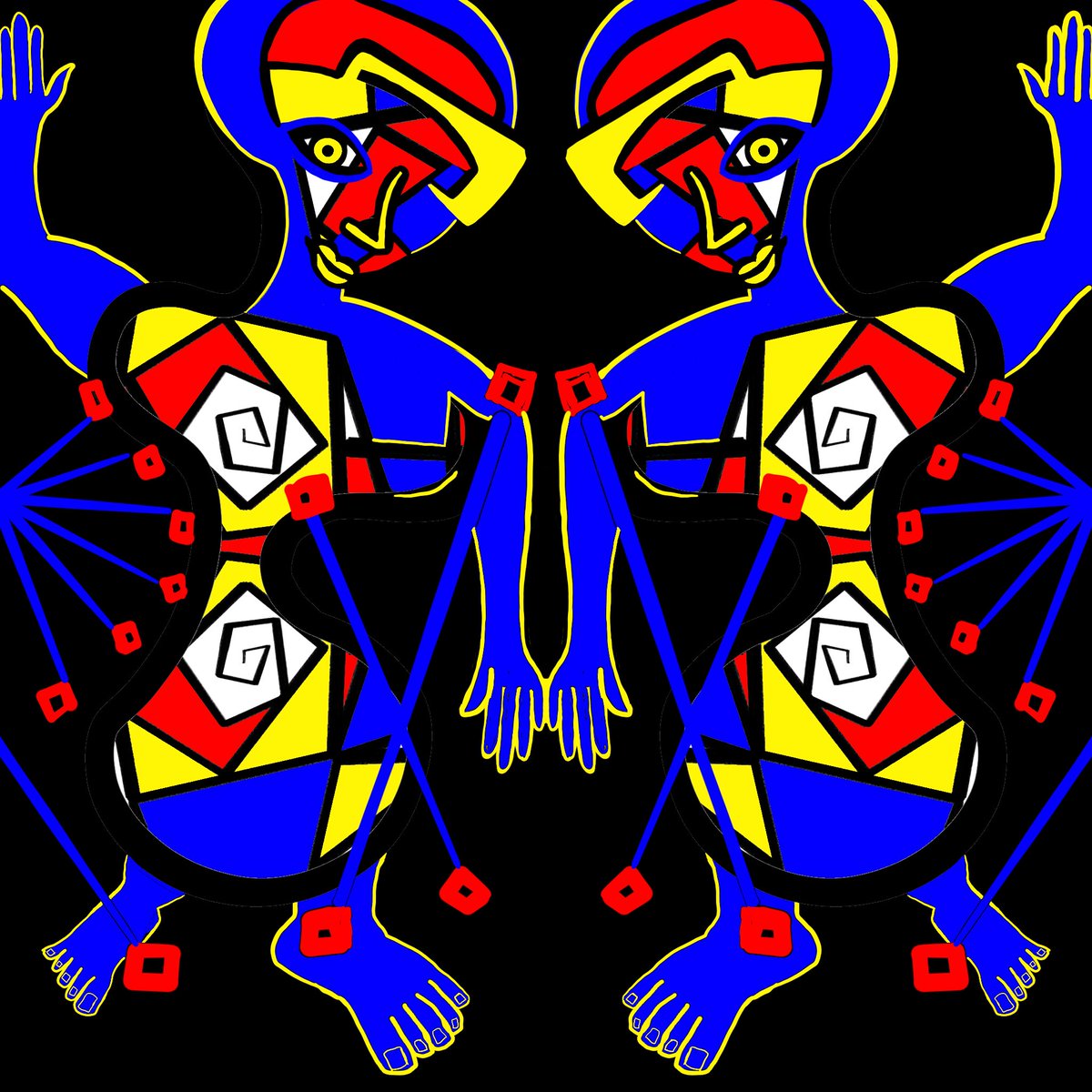 Teach Me How To Mondrian, aay , Teach Me,  Teach Me How To Mondrian, aay. Inspired by Picasso, Mondrian &amp; the board game Operation. This is how I amuse &amp; amaze myself when not doing the Dougie wth my niece. Continuing to work wth  primary palette. #digitalart #Crypto #NFTs #art