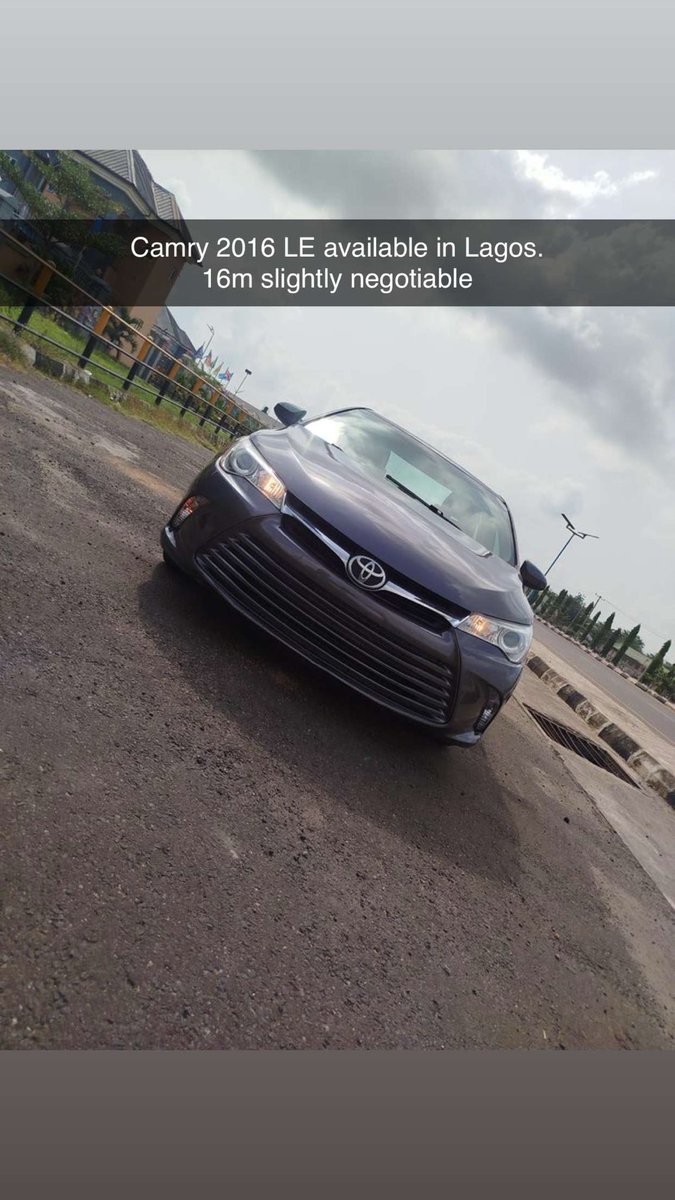 TOYOTA CAMRY LE
Foreign used 2016 Model 
Original duty ☑️
🏷️16m / slightly negotiable 
📍Lagos