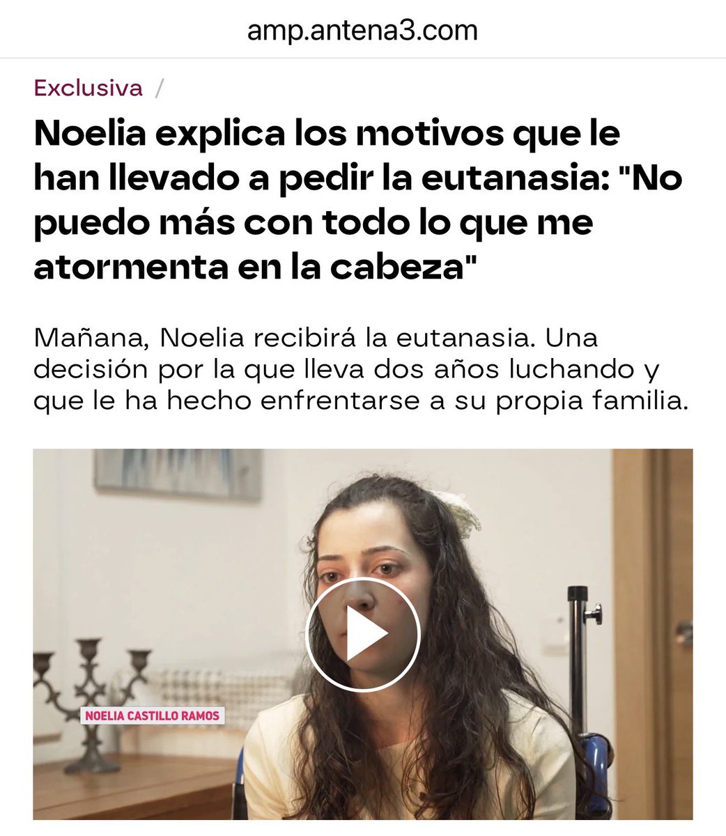 FatimaTorija's tweet photo. Hemos fracasado como sociedad.Q una chica d 25 años pida la muerte,en vez d la vida,debe hacernos reflexionar a https://t.co/3yQ8PWUjR9 es eutanasia,es1suicidio asistido ante una sociedad muerta d principios y valores. #NoALaEutanasia #NoeliaCuentaConmigo @PSOE @ppopular @vox_es https://t.co/tX1FYV3dKF