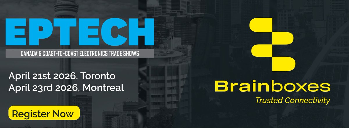 Join us at EPTECH 2026!⚙️
Visit us on April 21st (Toronto) &amp; April 23rd Montreal as we unveil our bold new identity, built on the same trusted connectivity devices that keep data flowing exactly where it's needed

Register🎫
brainboxes.com/events/brainbo…

#EPTECH #IndustrialAutomation