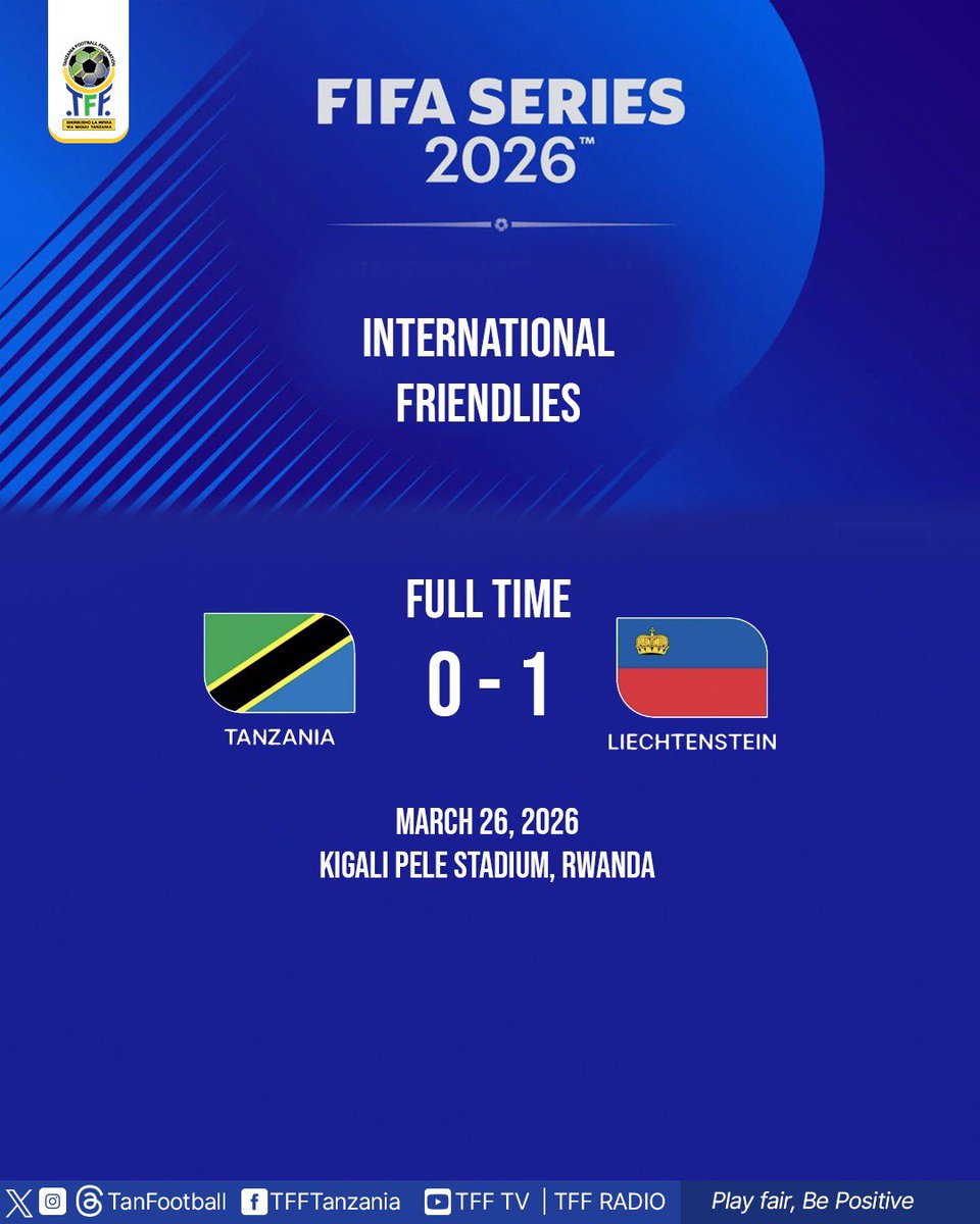Tanfootball's tweet photo. FIFA Series 2026 

 FT’ @taifastars_ 🇹🇿 0️⃣ - 1️⃣🇱🇮Liechtenstein

@taifastars_ @nsc_bmt @fifamedia https://t.co/GPFsk2pNLi