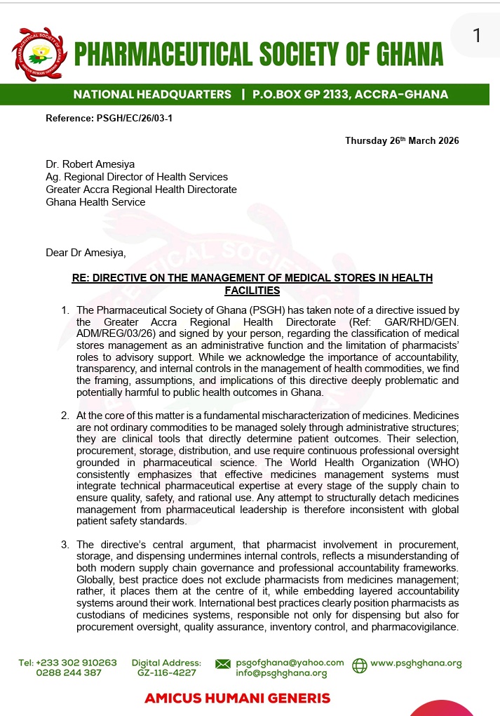 PSGhAshanti's tweet photo. Pharmacists ought to maintain an active professional oversight of medical stores, especially in hospitals and polyclinics, in fulfillment of their ethical duty to protect patient safety and uphold standards of care - @Official_PSGH #PSGhAshanti #AskYourPharmacist https://t.co/KWBjitHrG0