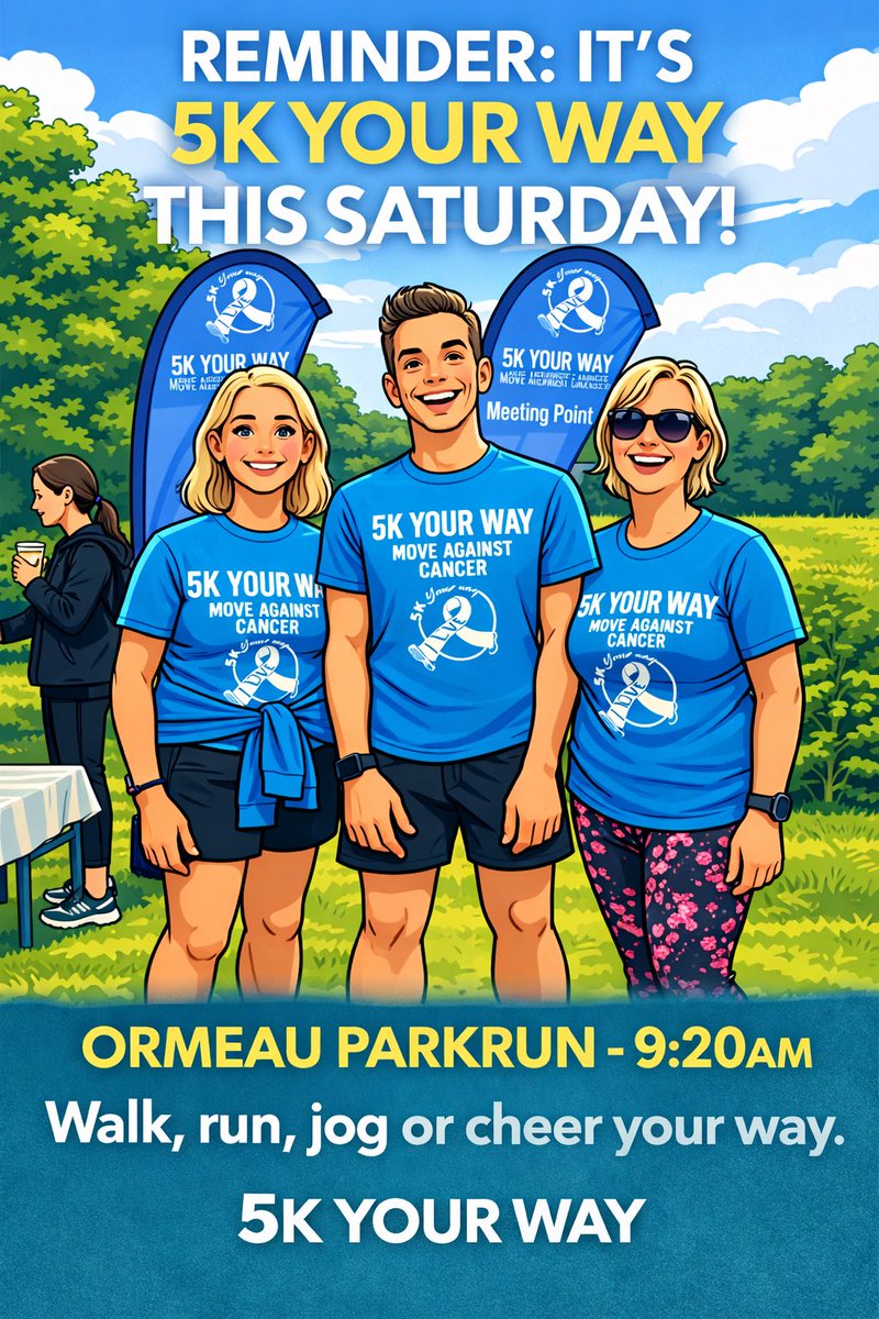 5kYWBelfast's tweet photo. It’s that time again..  start your Saturday with a smile &amp; spring into the weekend!🌻

Everyone welcome on Saturday for our monthly 5K Your Way @ormeauparkrun 

Remember you can do as much or as little as you like. Coffee, cake &amp; craic in the bowling pavilion afterwards! 😀🧁☕️ https://t.co/gkeGI5G7n4