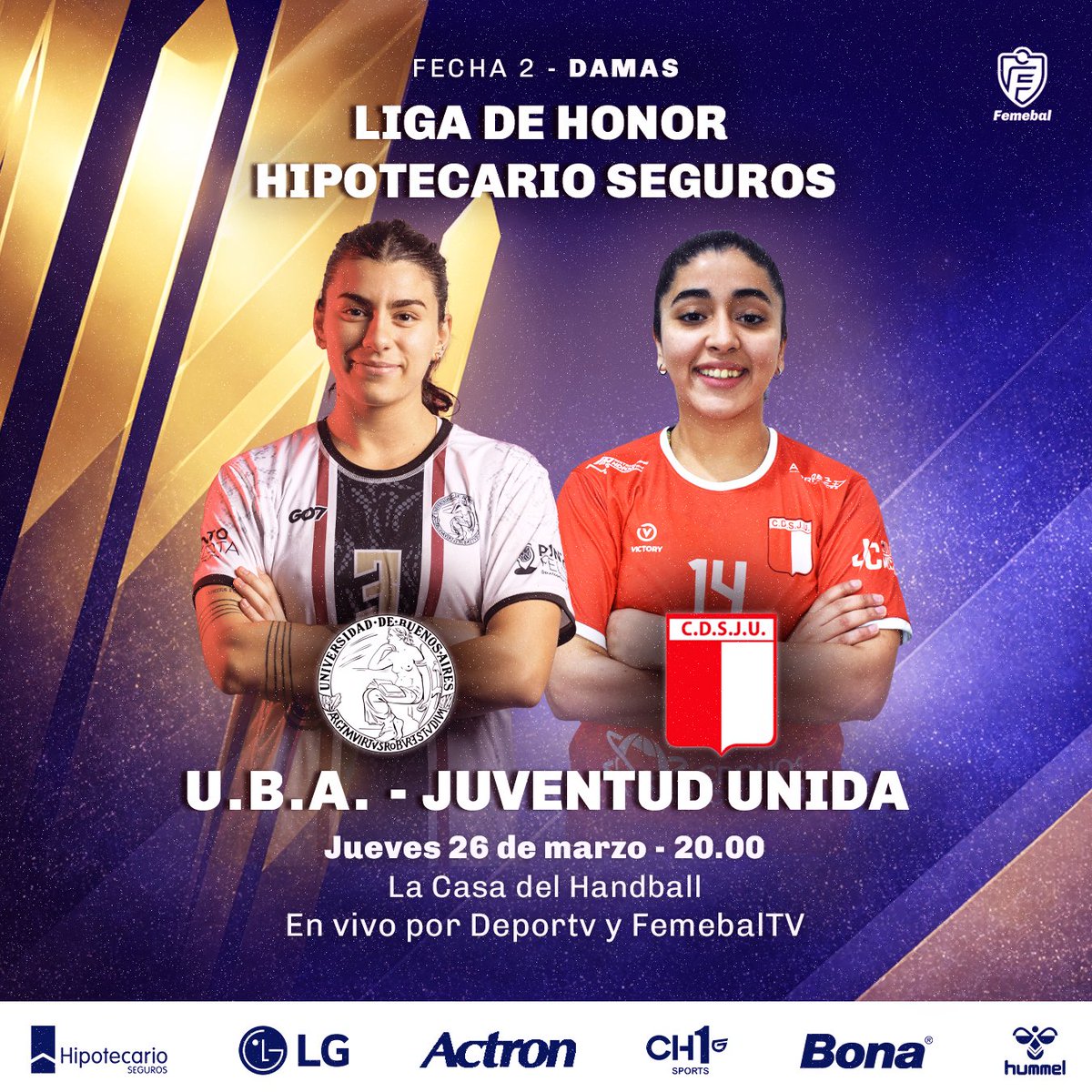 femebal's tweet photo. 🤾🏻‍♂️🙌🏻 𝗝𝗨𝗘𝗩𝗘𝗦 𝗗𝗘 𝗧𝗘𝗟𝗘𝗩𝗜𝗦𝗔𝗗𝗢𝗦

Hoy La Casa del Handball abre sus puertas para la segunda fecha de la Liga de Honor Hipotecario Seguros, con dos grandes partidos que podrán disfrutar por la pantalla de @canaldeportv y @femebal TV. https://t.co/6eemAZKotm