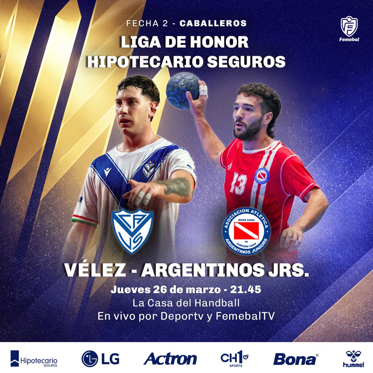 femebal's tweet photo. 🤾🏻‍♂️🙌🏻 𝗝𝗨𝗘𝗩𝗘𝗦 𝗗𝗘 𝗧𝗘𝗟𝗘𝗩𝗜𝗦𝗔𝗗𝗢𝗦

Hoy La Casa del Handball abre sus puertas para la segunda fecha de la Liga de Honor Hipotecario Seguros, con dos grandes partidos que podrán disfrutar por la pantalla de @canaldeportv y @femebal TV. https://t.co/6eemAZKotm