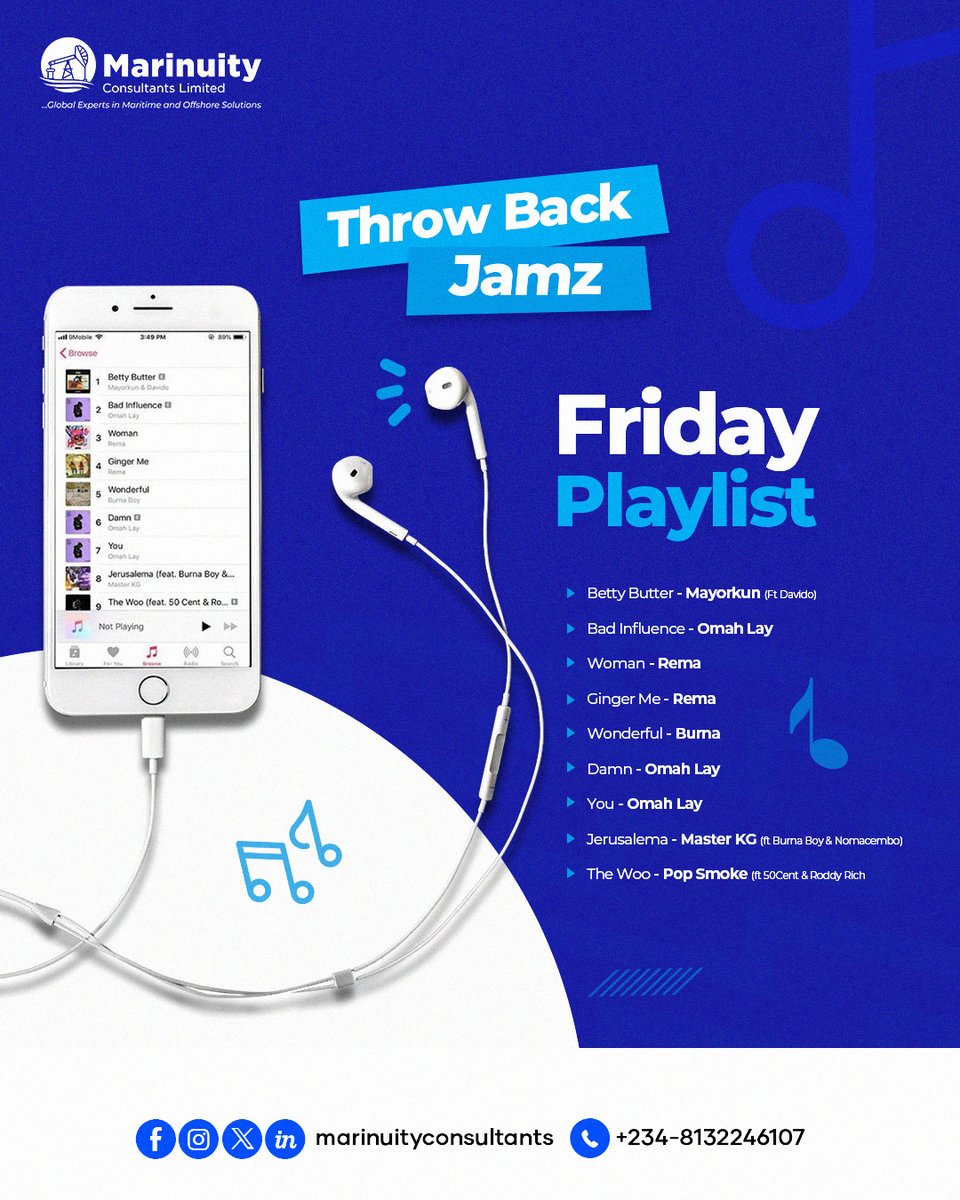marinuity's tweet photo. WHAT SONG IS ON YOUR FRIDAY PLAYLIST AND ON REPEAT?
Ease into the weekend with a playlist that blends nostalgia and hits that still go hard. 
Press play and let the rhythm carry you.

#marinuityconsultants #friday #fridayvibe #fridayjamz #weekend #TGIF
💬 https://t.co/QD9TYRan0Q