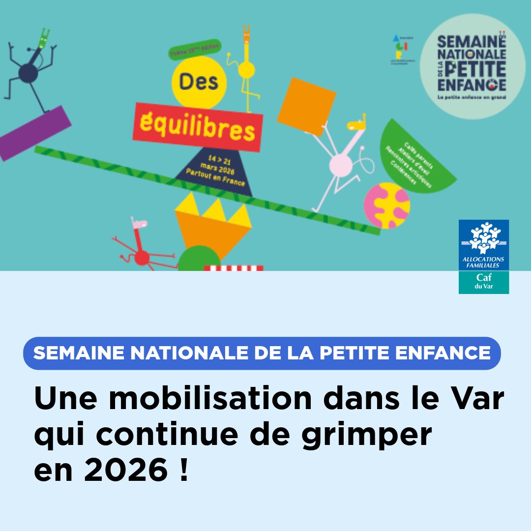 CafduVar's tweet photo. [Semaine Nationale de la Petite Enfance 2026] 
Dans le Var, la mobilisation grimpe : 240 porteurs de projet (+17,5%). 
La CAF du Var soutient avec 100 boîtes pédagogiques✨ 
#PetiteEnfance #SNPE2026 #CAFduVar https://t.co/6l8dTqDFds