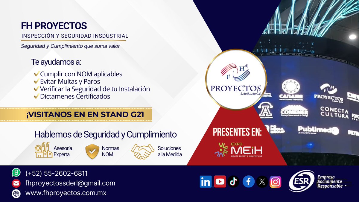 FhProyectos's tweet photo. 🚨 ¿Operas con Gas Natural, Gas LP o equipos a presión?

Evita multas. Reduce riesgos. Cumple con NOM.

📍 Estamos en #ExpoMEIH
Stand G21
#SeguridadIndustrial #GasLP #GasNatural #ControlVolumétrico

https://t.co/XpdUDTsnTT
Tel.: 55-2602-6811 https://t.co/PAGb4sDi0v