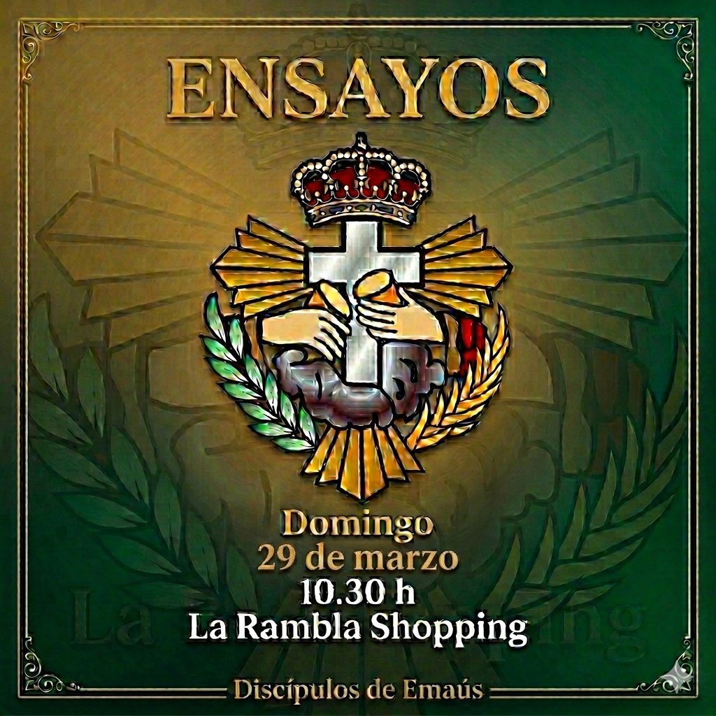 DiscipulosEmaus's tweet photo. Este domingo 29 de marzo, a las 10.30, ensayo en la explanada de La Rambla Shopping (antiguo Eroski).
De madrugada se producirá el cambio al horario de verano (a las 02.00 pasarán a ser las 03.00 h.)
#DiscipulosDeEmaus #Emaus #DomingoDeResurreccion #Resucitado #CofradiaResucitado https://t.co/j3xtGqrnGM