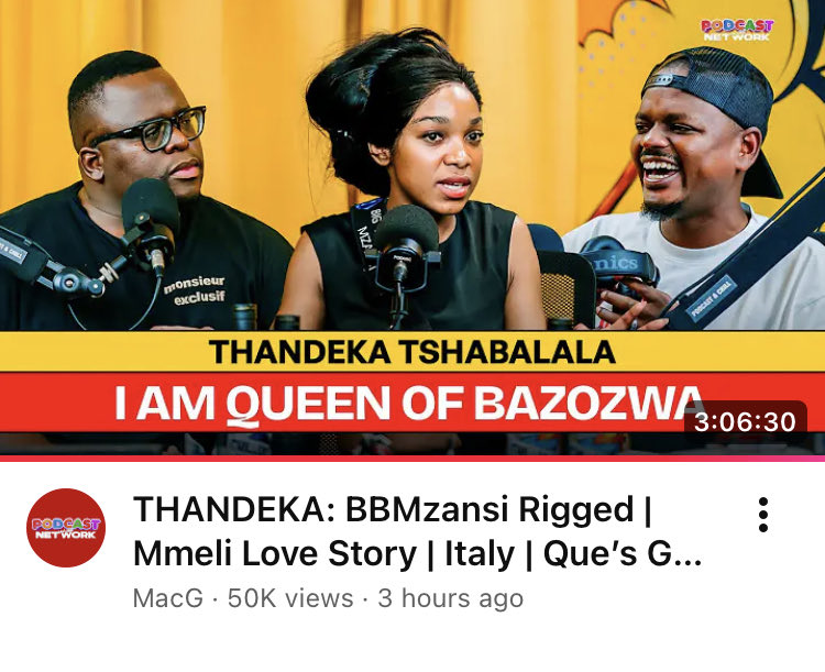 Moshay7u's tweet photo. I watched the entire podcast featuring Thandeka on MacG and the Chillers. I appreciate Thandeka's ability to articulate her thoughts clearly, and she discusses a variety of interesting topics. She stands out as a prominent figure in Bazozwa.
Undisputed Queen of Bazozwa.❤️❤️🔥🔥🤌🏾 https://t.co/0bRflv0CHT