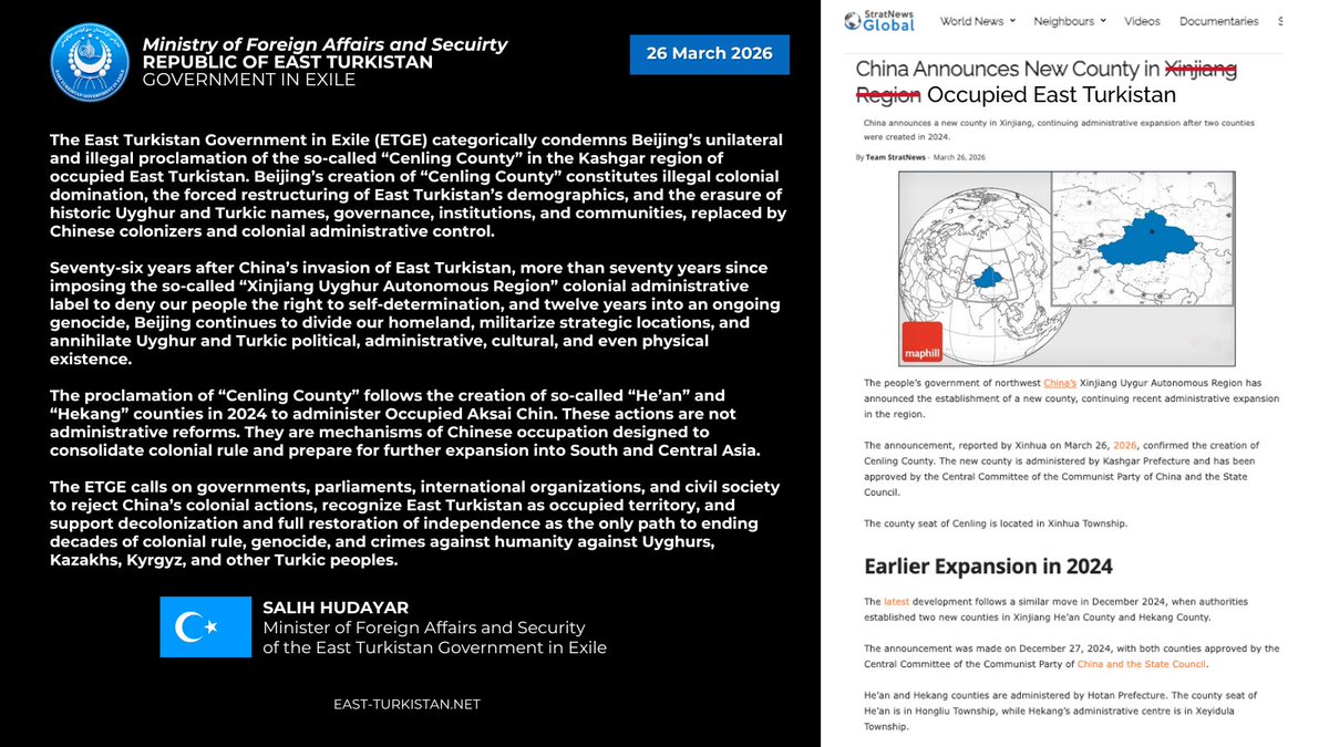 East Turkistan Government in Exile (ETGE) tweet media