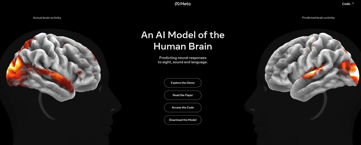 DeepTechTR's tweet photo. NEWS Ai 
🚨Meta geri döndü: Meta, beyninizin görme, işitme ve dile nasıl tepki verdiğini tahmin eden temel bir model olan TRIBE v2'yi piyasaya sürdü.

700'den fazla kişiden elde edilen 500+ saatlik fMRI verisi üzerinde eğitilen bu model, herhangi bir yeniden eğitim gerektirmeden yeni bir kişinin beyin aktivitesini tahmin edebiliyor ve tahminleri gerçek bir beyin taramasından daha doğru. Sinirbilim ciddi bir yapay zeka yükseltmesi aldı!