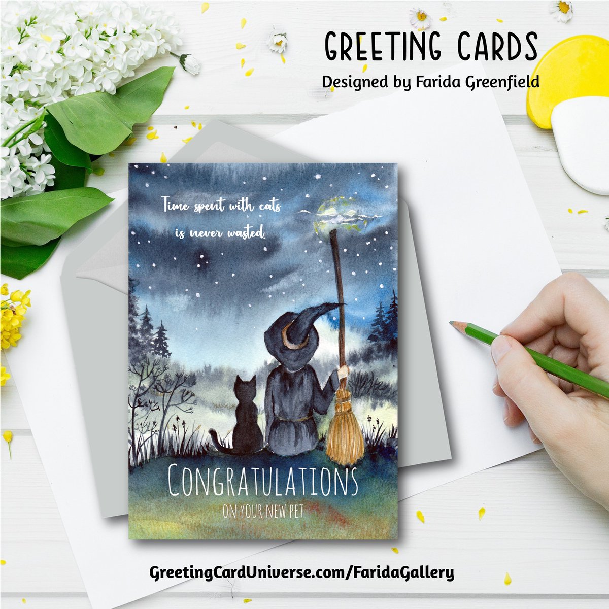 farida_gallery's tweet photo. Congratulations on New Pet Witch and Black Cat Under Starry Night card https://t.co/dxdiW1MYd2 #pet #blackcat #greetingcards @gcuniverse https://t.co/x6BgsY0Rce