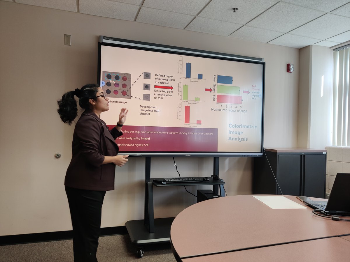 med_device_SIU's tweet photo. Anadil Faruque successfully defended her Master's thesis on "A self-actuating, magnetic microfluidic platform for rapid colorimetric &amp; fluorescence pathogen detection and AST at the point-of-care UTI diagnosis". Anadil has accepted an offer to pursue Phd at NC State University. https://t.co/R8F99phwaE