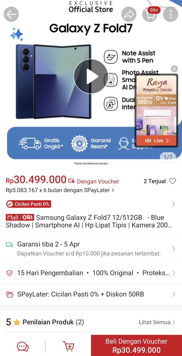 starb1nt's tweet photo. @ShopeeID Pengen cobain #GalaxyZFold7 udah ada 20OMP Camera &amp; ultra sleek desainnya. Pasti jadi game changer di dunia smartphone! #GalaxyZFold7xShopee https://t.co/IcJNfqBiZ9