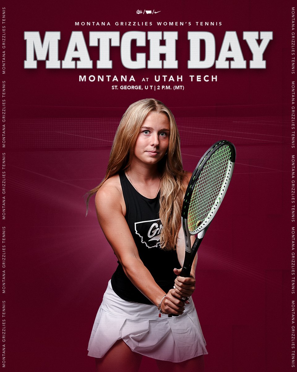𝙈𝘼𝙏𝘾𝙃 𝘿𝘼𝙔

🆚 Utah Tech
📍 St. George, UT
🕗 2 p.m.

#GrizWTEN #BigSkyTennis #GoGriz
