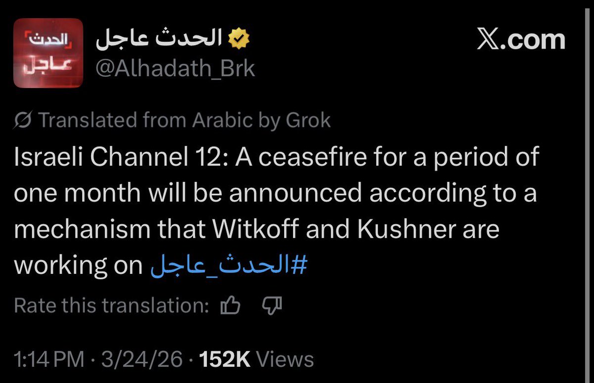 Israeli media reports the US is pursuing a one-month ceasefire with Iran for peace talks. The 15-clause deal includes ending militia support and dismantling nuclear capabilities. Is this likely?