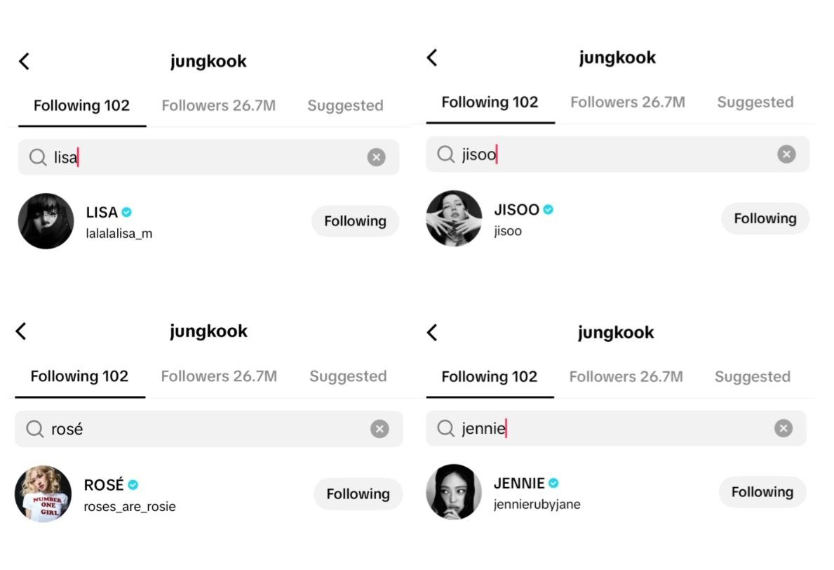zqamiblinks's tweet photo. PERO DONDE ESTÁN LAS ARMYBLINKS, pasamos de recibir migajas a tener el banquete entero, jungkook siguiendo a todas las PINKS? ESO NO LO HABRÍA IMAGINADO AÑOS ATRÁS https://t.co/cnLvkoIuaZ