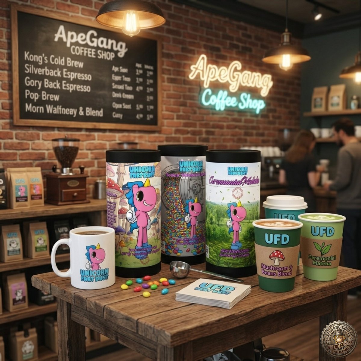 Mountain_ville's tweet photo. Aesthetic: 10/10.
Caffeine: 100/10. 🦄💨🎇
The full #UFDCoffee collection has landed at ApeGang Coffee. Which bag are you grabbing first?
#UnicornFartDust #ApeGang #Web3Coffee
https://t.co/0XvZvXRP5j https://t.co/t560CBxbR9