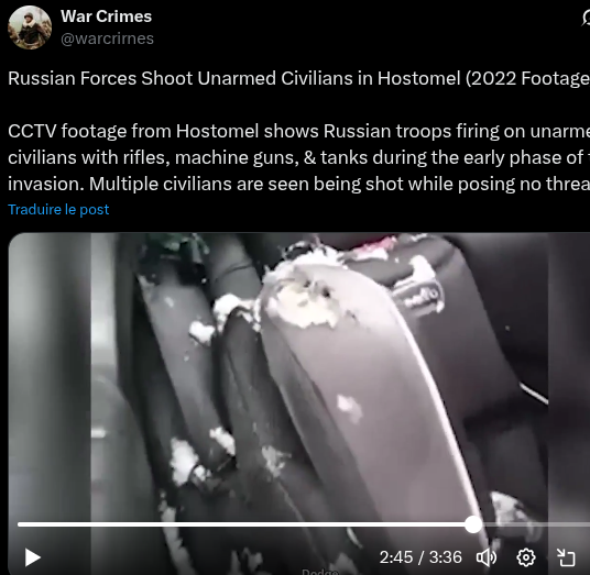TenBohdar's tweet photo. @ilebuda @ShaunPinnerUA How can you say no, its literally on the Wikipedia. Btw, check out this video of the Russians shooting at the civilians cars, take a look at the children's chair
 in 2:45.
https://t.co/vPBTjVyVmh https://t.co/AC0Eo2b866