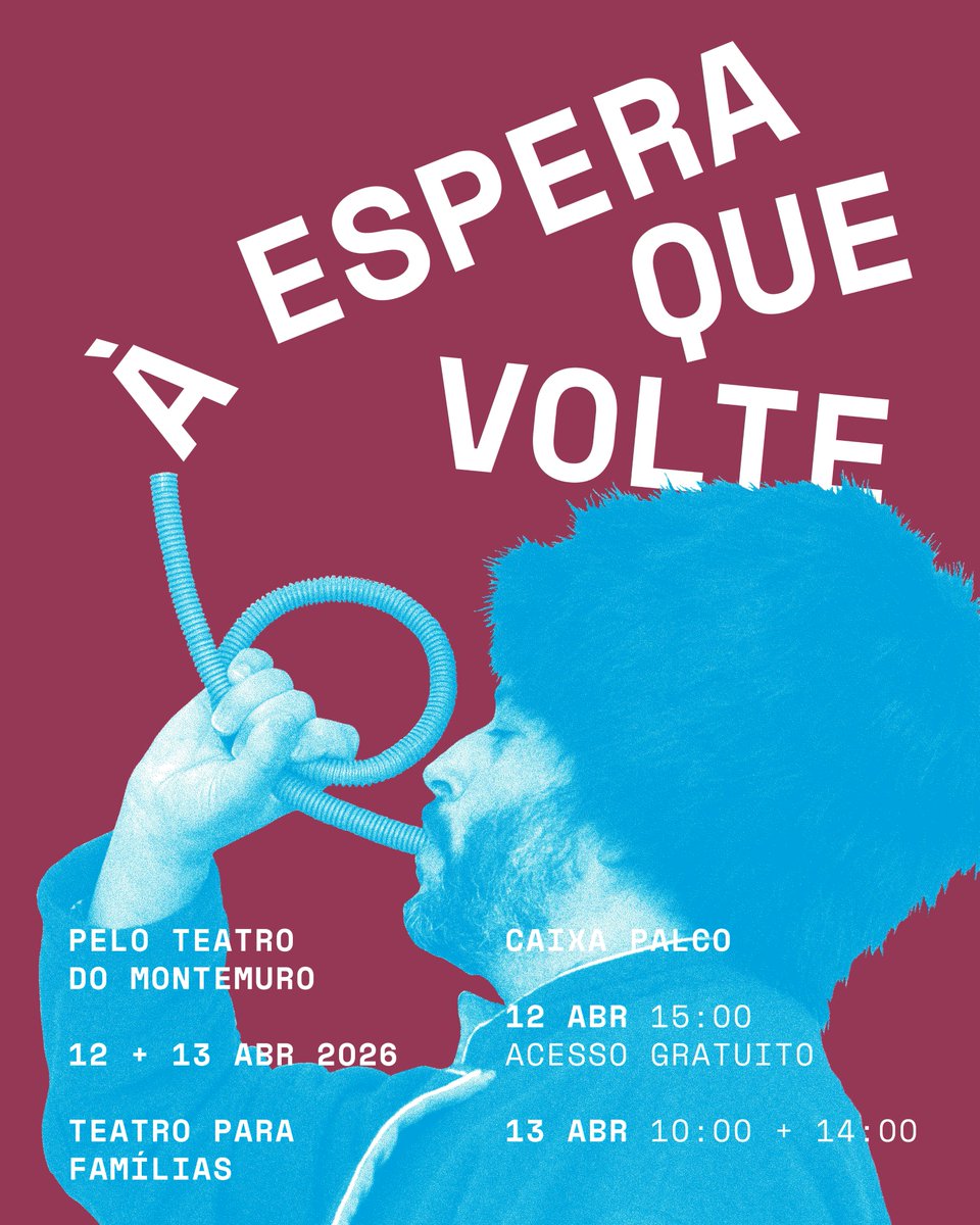 À Espera que Volte, pelo Teatro do Montemuro
12 Abr | 15:00 | Acesso Gratuito
13 Abr | 10:00 + 14:00 | Público Escolar
Teatro para Famílias | Sala Principal TMO

Mais informações: bit.ly/m/TMO

#tmo #teatromunicipaldeourem #casadetodosparatodos