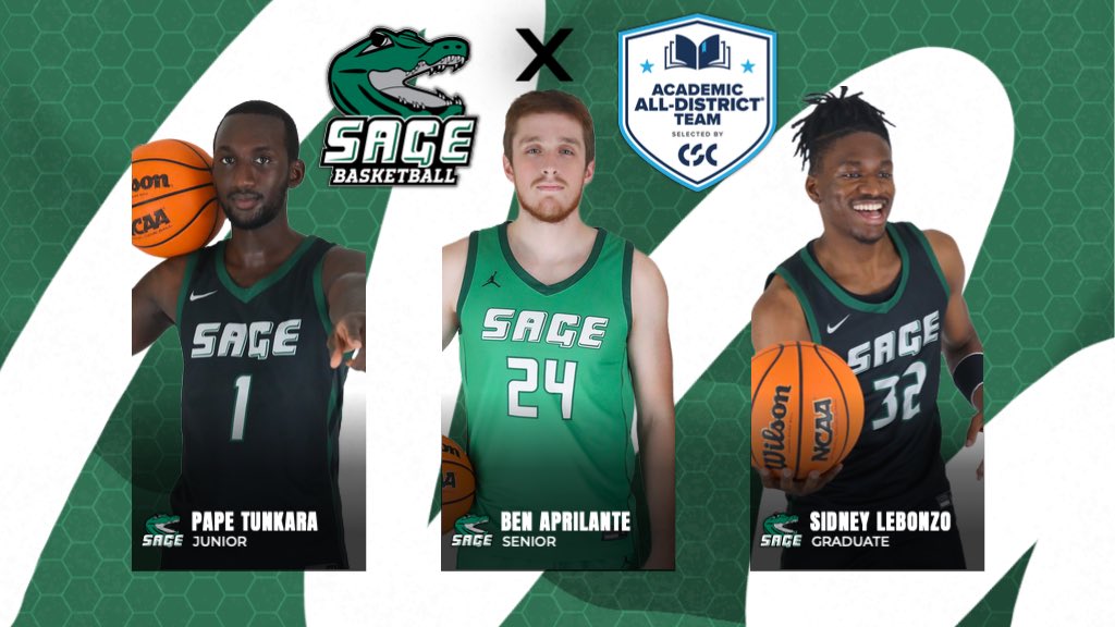 Sage_Hoops's tweet photo. Sage Nation, please join us in congratulating our three honorees for the 2025-26 All-District Academic Team, selected by College Sports Communicators! 
Congratulations to Pape Tunkara, Ben Aprilante, and Sidney Lebonzo - well done GatorFam! 🐊 https://t.co/eKYBel0Sye