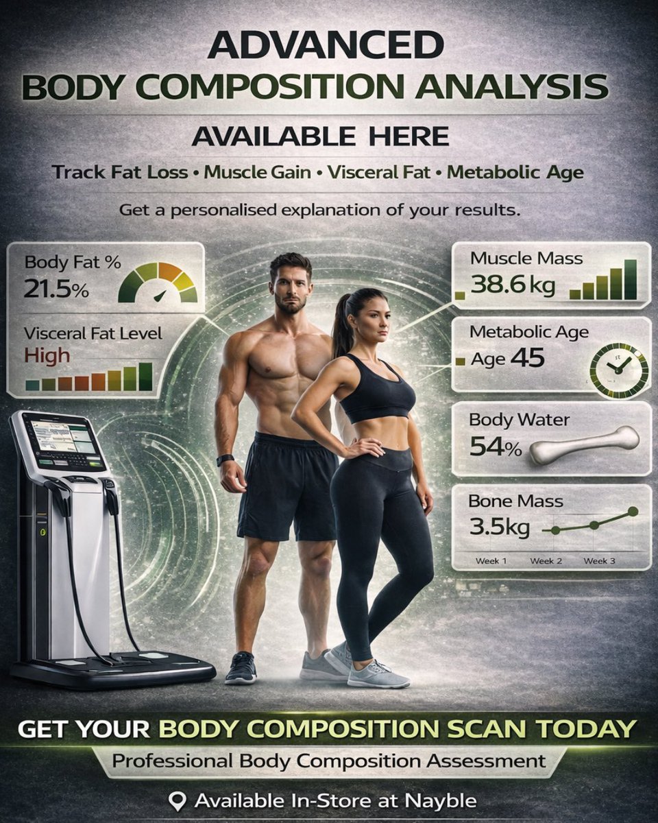 Nayble_'s tweet image. Track your REAL progress 📊

Body Composition Analysis now available at Nayble 💪
📍 Kensal Rise, London
🕒 Open 7 days
💥 Only £20

Stop guessing. Start improving.

#LondonFitness #BodyComposition #Nayble #GymProgress #FatLoss
