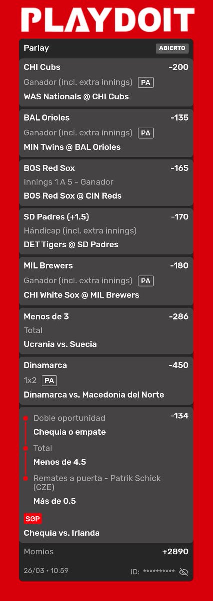 PicksPepe's tweet photo. Vamos a intentar ésta combinada de Fútbol y MLB! 🙏🏾🕯️🍀 Que haya suerte!

Acabo de hacer una apuesta en Playdoit! haz una parecida a la mía en un solo clic.
https://t.co/dvnLm8g1oL https://t.co/st9p5Ew18v