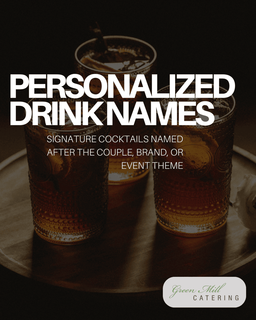 GreenMillCaters's tweet photo. Custom cocktail details add personality to any event. Thoughtful touches like seasonal ingredients and signature drinks help create a bar experience guests will remember. https://t.co/sINp4DP9Qu
