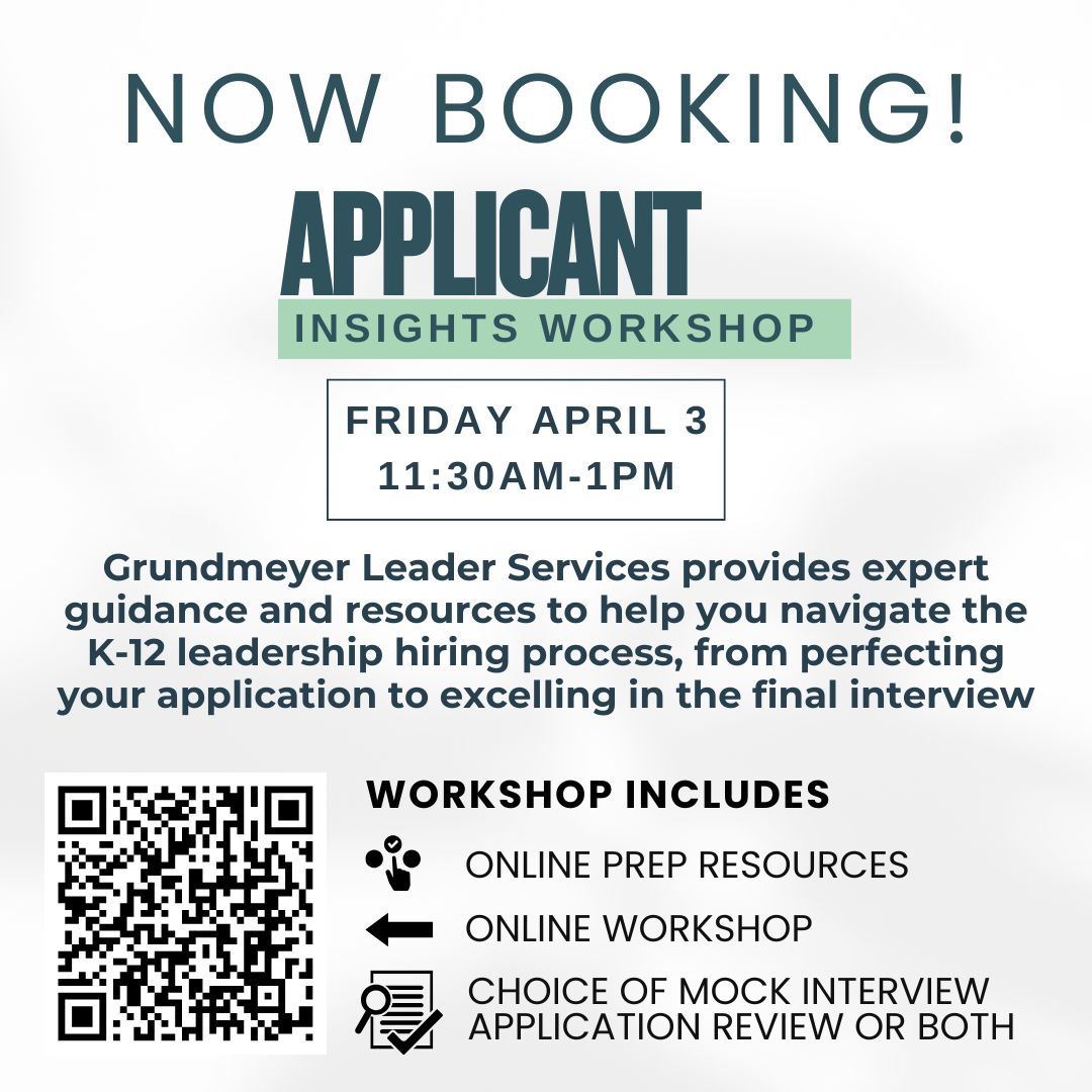 tgrundmeyer's tweet image. Join us for our final Applicant Insights session on April 3rd to review applications and conduct mock interviews. Enhance your skills and boost your career success. Register now: grundmeyerleadersearch.com/applicants-ins…. Don't miss this chance to prepare for your future. #CareerDevelopment