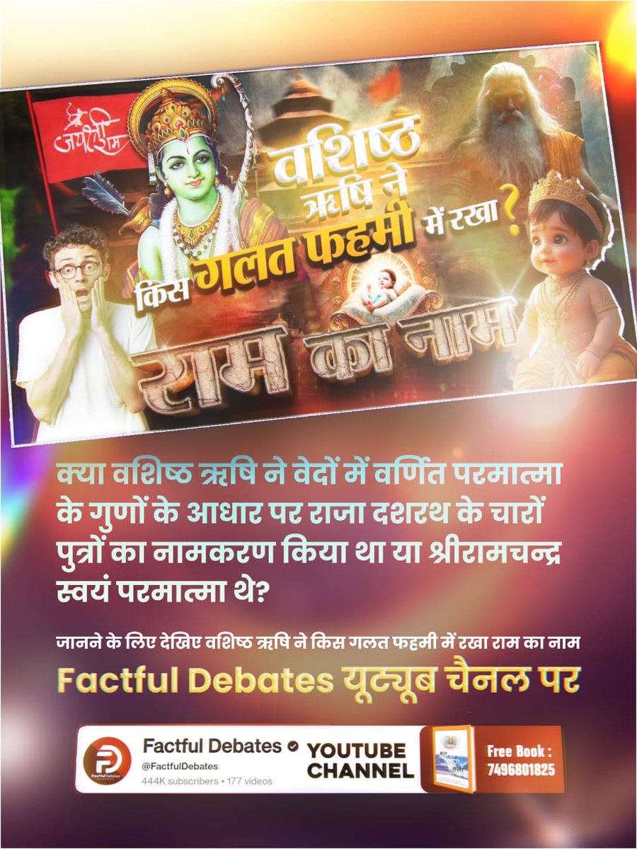 संत गरीबदास जी की वाणी हमें सच्चे परमात्मा की पहचान कराती है।
क्या आपने कभी सोचा है कि असली राम कौन है? 
कबीर सागर के ज्ञान से मिलती है सच्ची भक्ति की राह। अधिक जानिए Sant Rampal Ji Maharaj पर।
#रामनवमी_पर_जानें_आदिराम_कौन
#FactfulDebatesYouTubeChannel
#KabirIsGod #ram #AadiRam