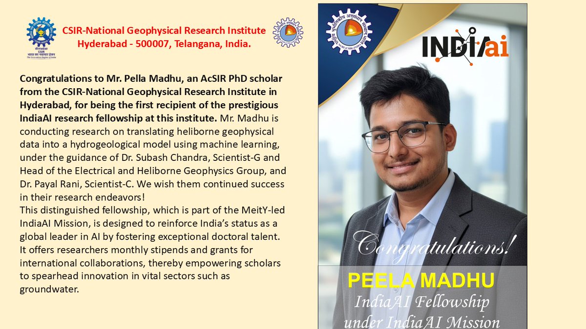 csirngri's tweet photo. #ngri #IndiaAI #PhDFellowship #acsir #ArtificialIntelligence
#youngscientist #ResearchExcellence https://t.co/McTYTrW7qS