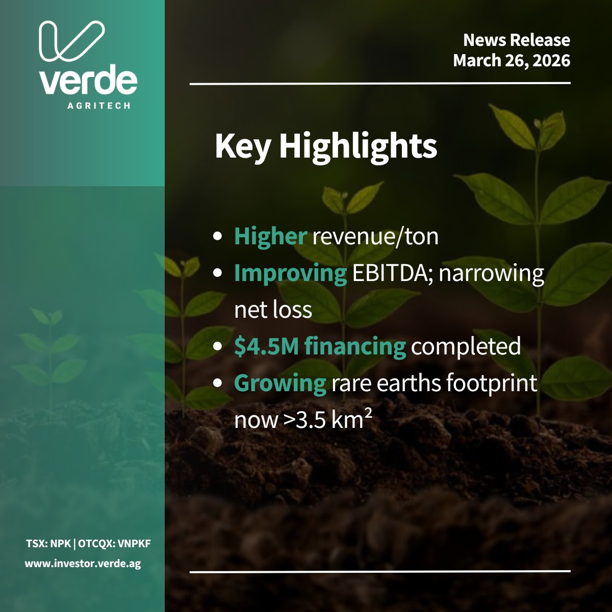 Verde AgriTech - Investors tweet media