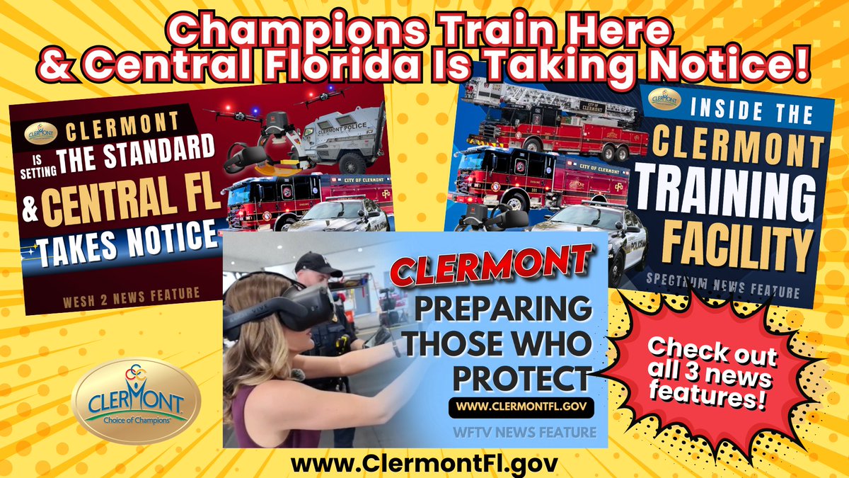 cityofclermont1's tweet photo. Clermont Is Setting the Standard 🔥 See Why Everyone Is Watching

Champions, our Public Safety Training Facility is making headlines across Central Florida and it is easy to see why.

From state of the art equipment to innovative, hands on training, this facility is preparing our first responders to serve with excellence every single day. This is where dedication meets cutting edge technology and it is all happening right here in Clermont, the Choice of Champions™ 💪

We are grateful to our local media partners for highlighting this incredible work and sharing our story with the community. Thank you to Spectrum, WESH 2, and WFTV Channel 6 for your coverage and support.

🎥 Watch all three features to see how this amazing facility is taking shape. Each story offers a different perspective on the training, technology, and impact happening right here in Clermont:

https://t.co/vqhlqNT8cY

https://t.co/IFMs9SI7PX

https://t.co/s9LMwnv8Yw

Take a moment to watch, share, and celebrate the champions who train here and serve our city every day ❤️

#clermont #clermontfl #clermontinfo #clermontflorida #clermontnews #allclermont #clermontevents #choiceofchampions #cityofclermont #publicsafety #firstresponders #trainingfacility #centralflorida #communitystrong