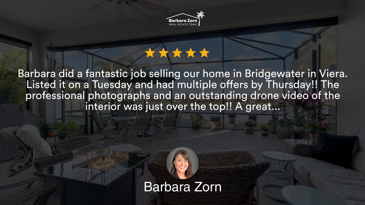 BarbaraZorn's tweet photo. My latest review in .

...
#soldbybarbara #viewbrevardhomes #betterinbrevard #bhgre #realestate #realtor#Better_Homes_and_Gardens_RE_Starhttps://rma.reviews/uygtawlhel0h★★★★★2819 Millennium Circle, Melbourne, FL, 32940🛌 3 🛀 2 🚘 2Fantastic realtor!!RateMyAgent https://t.co/OAvENLQhUO