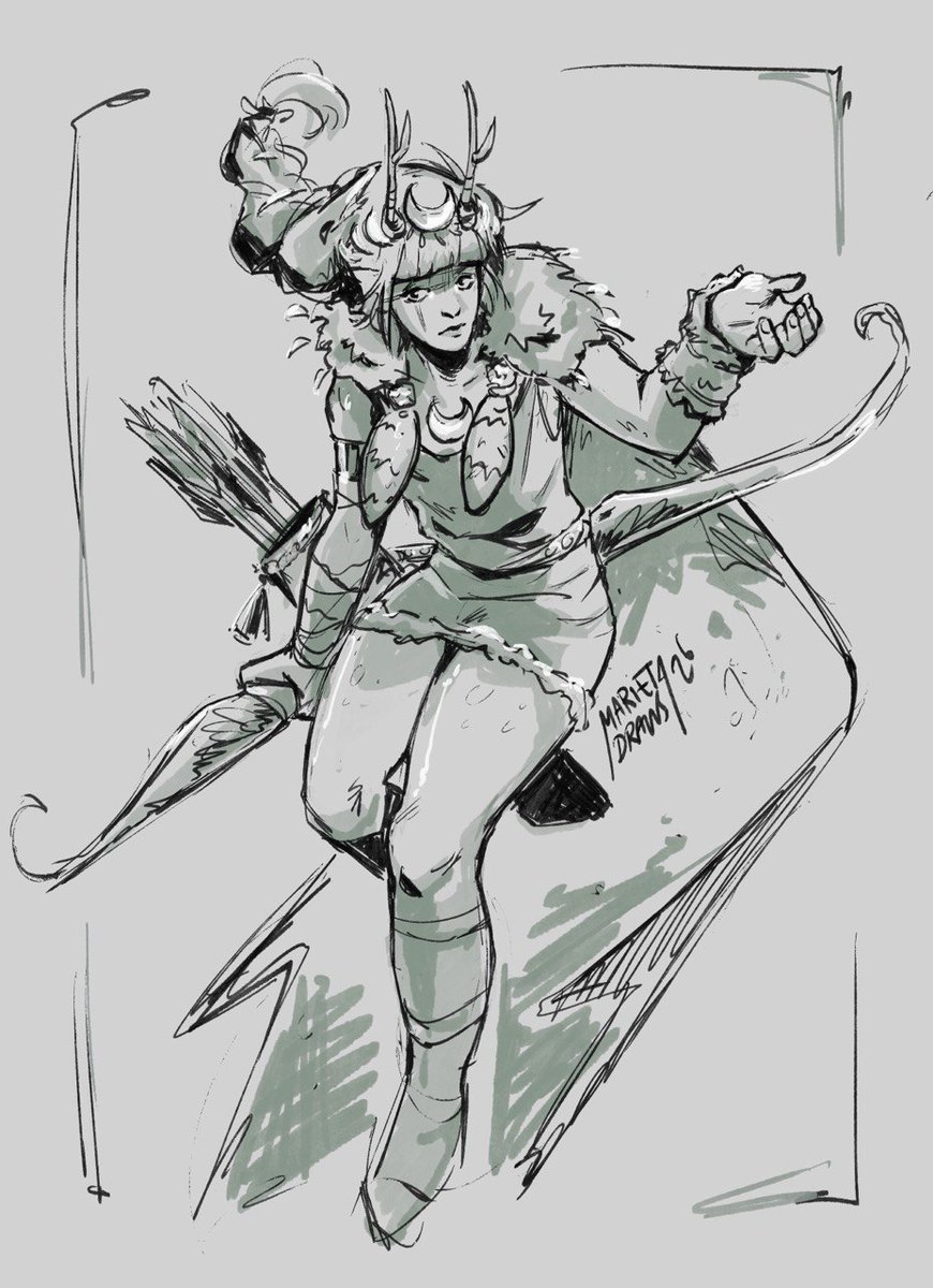 DrawsMarieta's tweet photo. El diseño de Artemisa del Hades es  TAN bueno https://t.co/bOOy8A6hBW