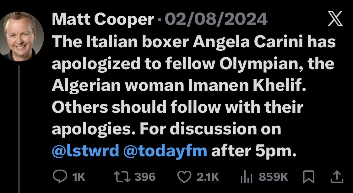 <a href="/irishexaminer/">Irish Examiner</a> The IOC probably should have consulted Matt Cooper before making this decision - he seems to know a lot about it