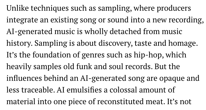 kadishmorris's tweet photo. Just three weeks ago, I was praising hip-hop and sampling in my latest for @thenerve_news. To think that there are producers out there asking Suno to make them a "Sylvia Striplin" type loop or whatever...the end is nigh 

https://t.co/5zJoJsSKH6 https://t.co/VN2kEUW2fO